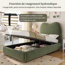 Upholstered Bed, Single Bed, Children's Bed 90 X 200 Cm, Hydraulic Functional Bed, Slatted Bed With Headboard And Large Storage Space, Upholstered Headboard In Green Velvet - Green + Velvet - View 10