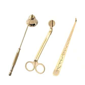 Set de 3 piezas de herramientas para velas en plata y oro rosa brillante, kit de herramientas de acero inoxidable que incluye cortador de mecha, apagador y sumergidor de mecha, adecuado para amantes de las velas, set de accesorios para velas, apagador de velas, decoración del hogar, regalos de cumpleaños y graduación