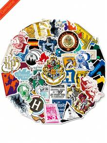 50pcs Harry Potter Vintage Stickers, Watercolor Style Character Doodle Stickers, Magic Props Badge Graffiti Waterproof Vinyl Stickers For Water Bottles, Laptops, Bumpers, Phones, Hats, Cars, Teens & Adults, Collectibles, Birthday Gifts [Official Authorized] - Multicolor - View 1