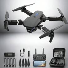 Drone E88 con cámara hd - quadrocopter plegable con control remoto + conjunto completo de accesorios de aventura, función de punto de navegación, retención de altura, más fácil de usar, regalos de navidad, vacaciones/regalos de cumpleaños necesarios - Negro - Ver 10