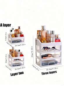 3-Tier Tabletop Cosmetic Storage Box - Multicolor - View 11