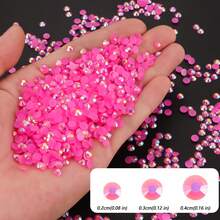 500颗/1000颗树脂DIY果冻水钻，平底迷你圆形水钻，珠宝工艺装饰水钻，适用于手机壳、鞋子、服装等，尺寸：2毫米/3毫米/4毫米/5毫米/6毫米 - 玫紅 - 查看 4