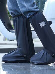 Reusable Foldable Waterproof Shoe Covers With Zipper, Anti-Slip, Reflective Stripe, Unisex Rain Gear, Black Insulation, Galentines, Puppy, Carnival