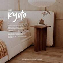 Mesa de Cabeceira Kyoto Nogal Cama Quarto Sala 35x65cm - Marrom - Visão 4