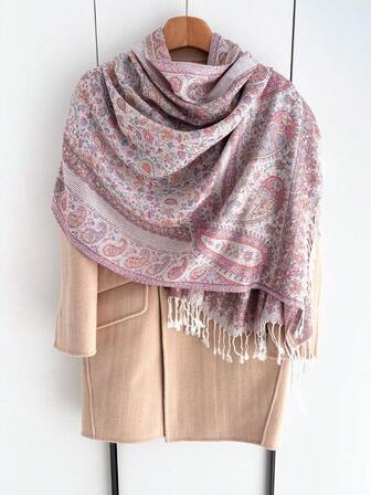 1 st. modern varm halsduk med cashewnötter och tryck, klassisk paisley-hijab och sjal för abaya för kvinnor