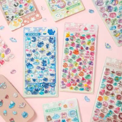新款3D水晶浮雕趣味贴纸 亚克力钻石 儿童手工DIY装饰魅力贴纸 实心水晶浮雕贴纸