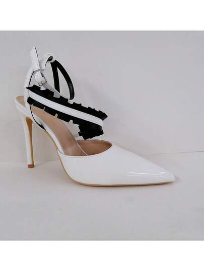 Women's Pointed Toe Stiletto High Heel Shoes With Floral Strap Decor, Sexy & Fashionable, Suitable For Christmas Party