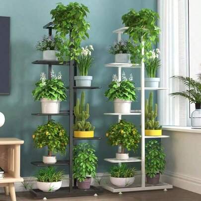 3/4/6/7/8 Tier Metal Flower Rack, Shiny Plant Stand, Suitable For Flower Storage Rack, Potted Plant Shelf, Organizer, Home & Garden Decor