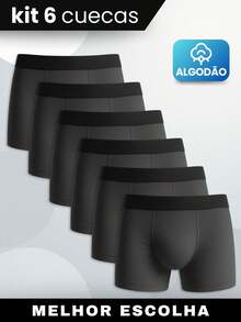 Set Of 6 Men's Boxer Briefs, Premium Cotton, Comfortable For Adults - 灰色 - 查看 1