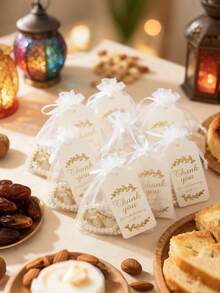 18pcs 99 Glass Pearl Muslim Tasbih Prayer Beads Bracelet Eid Ramadan Islamic Gift Includes 6 Misbahas, 6 Cards, 6 Organza Bags - Multicolor - View 10