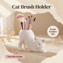 1 pièce Porte-pinceau de maquillage avec design mignon de chat de dessin animé - Multicolore - Voir 8