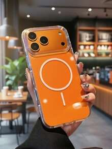 Acrylic Orange Phone Case Compatible With IPhone 17 Pro Max/17 Pro/17/16 Pro Max/16/16 Pro/16 Plus/11/15/15 Pro/15 Pro Max/12/13/14 Pro Max/12 Pro/12 Pro Max/13 Pro/13 Pro Max/7 Plus/14 Pro/14 Pro Max/14 Plus, Hard Shell, Anti-Yellowing, Minimalist Design - Orange Back Panel - View 7
