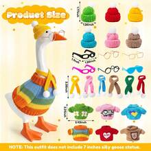 Traje de ganso de escritorio para miniestatua de ganso, suéter de punto y sombrero, conjunto de disfraz para suministros de fiesta - Multicolor - Ver 1