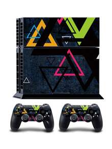 4片三角形图案P4游戏机贴纸，防尘耐磨 - 黑藍色 - 查看 7