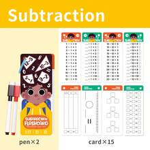 15pcs Reusable Math Flash Cards Colorful Wipe Clean Addition Subtraction Multiplication Division Fractions Montessori Toys Kids Toys Flash Cards Education Math Games Toys For Kids 3-8 Years Preschool Kindergarten Homeschool Learning Activity Travel Educational Game Birthday Christmas Gift For Boys Girls - Multicolor - View 17