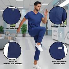 Uniformes Quirurgicos Filipina Hombre Pijama Quirurgica - Azul Marino - Ver 5