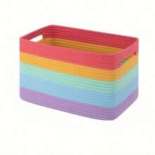 1pc Woven Storage Basket, And Decorative, Features Handle For Easy Carrying, Can Be Used To Organize Clothes, Toys, And Miscellaneous Items, Helps Tidy Up Home Space And Keep Things Orderly