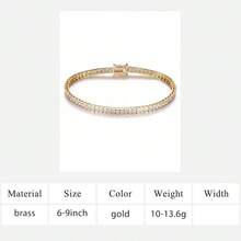 MDFUN 2.5mm Tennis Bracelet, 18K White Gold/Yellow Gold Plated Cubic Zirconia Tennis Bracelet For Women - Square - Gold - View 12