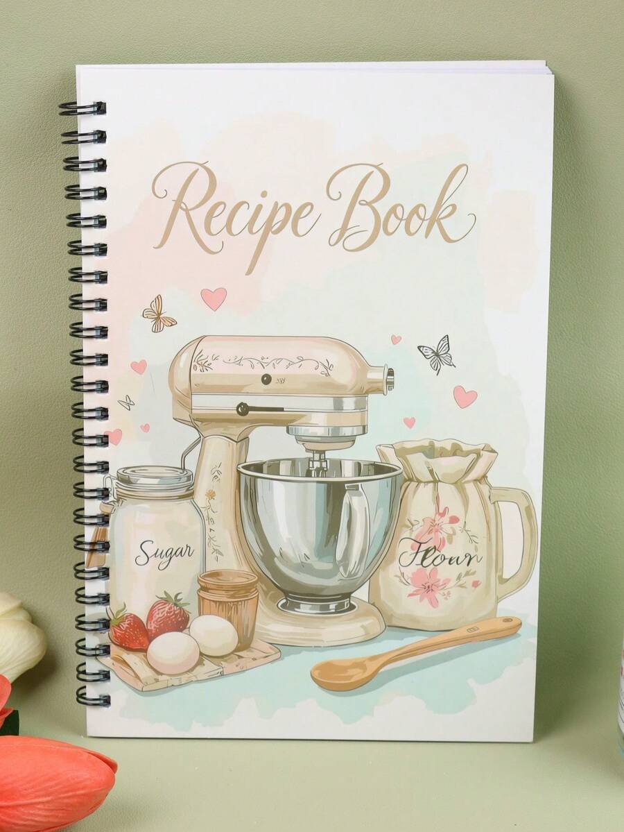 1 Cuaderno de recetas personal en blanco, adecuado como regalo para madres, abuelas y entusiastas de la cocina, disponible en 4 diseños de portada diferentes - Rectángulo - Ver 1