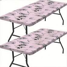 1 Set Of Camping Table And Chairs With Beautiful Camping Pattern, Arranged In A Circle, Firmly Placed On The Table, Covered With Elastic Fabric, And Installed With Camping Tablecloth