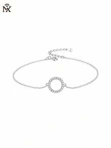 SYMFNY 925 Sterling Silver Zirconia Circle Bracelet, Minimalist & Fashionable, Versatile INS Style Luxury Niche Design Daily Bracelet, Gift For Mother, Girlfriend On Holidays And Birthdays