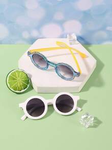 2pcs Boys' And Girls' 3-8Y Polycarbonate Round Frame Cute Fashion Glasses, Outdoor Travel Festival Out - Multicolor - View 7