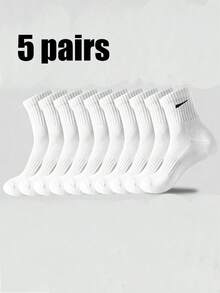 5 Pairs / 10 Pairs / 20 Pairs Of Men's Casual Socks, Mid-Calf Socks, White Socks, Winter Socks, Black Socks, Comfortable, Two Styles Of Casual Sports Available