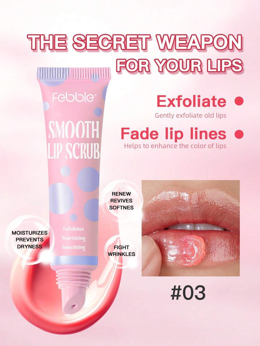 Febble Smooth Lip Scrub - Gentle Lip Exfoliating Cream. Remove Dead Skin, Fade Lip Lines And Enhance Lip Color. Keep Your Lips Soft And Moist With Daily Use. Suitable For All Types Of Lips. - #03 - Xem 1