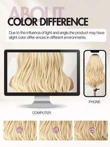 【优雅发型】棕色渐变层次直发假发，即戴即走，高品质无胶假发，耐热纤维，适合女性日常佩戴 - 漸變金色 - 查看 7
