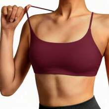 Gym Top Double Strapless Padded Thin Strap Zero Transparency Fashion Colors - Granate - Ver 1