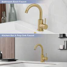 Modern Gold Double Outlet Bathroom Faucet - 360° Rotatable Spout, Easy Operation Splash-Proof Vanity Tap