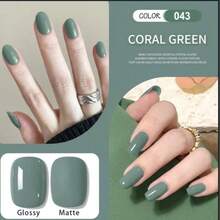 Sage Green Gel Nail Polish 7.5ml - Muted Olive Soak Off UV/LED Gel Varnish, 28+ Days Long Lasting Earthy Color (No.43) - 灰色 - 查看 9