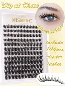144/192pcs Individual False Eyelashes, Eyelash Tray, Cluster False Eyelashes, DIY Home Eyelash Extensions, Cluster False Eyelashes, Individual False Eyelashes, False Eyelashes, Natural Eyelashes Vs Thick Eyelashes, DIY Cluster Eyelashes, Korean Style Eyelashes, Medusa Eyelashes, Angel Eyelashes - C - 查看 1