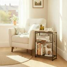 Dulcii Small Side Table For Small Spaces Skinny Bedside Nightstand Bedroom Thin Side Table Rustic Brown - RusticBrown - View 6