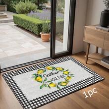 1 pieza Alfombra impresa con patrón de limón, tapete de lana sintética - Altamente absorbente, fácil de limpiar, adecuado para decoración del hogar, estilo rústico, entrada, interior, habitación, cocina, comedor, oficina pequeña/oficina en casa, fregadero, lavandería, felpudo, alfombrilla de cocina, alfombrilla antideslizante - Multicolor - Ver 15