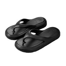 Fulo Women's Black Platform Flip Flops Non-Slip Thick Sole Casual Sandals - Black - View 6
