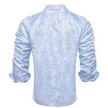 Mens Shirt Sky Blue Paisley Long Sleeve Shirts With One Pocket  Regular Fit Button Tops Wedding Formal Casual Office - Màu xanh nhạt - Xem 2