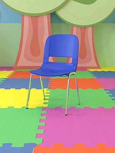 Navy Ergonomic Shell Stack Chair With Chrome Frame And 16" H Seat