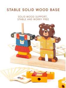 Montessori Children's Animal Dress-Up Role Play Matching Puzzle Stacking Building Blocks Early Education Kindergarten Intelligent Toys - Multicolor - View 9