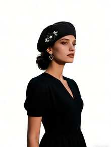 1pc Women's Wool Beret Hat With Bow Decor - Breathable Soft Casual Fashion Hat, Available In Multiple Colors - Bow-tie Beret - View 4