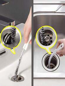 This Drain Cleaning Tool, Including A Flexible Drain Cleaner And Brush, Removes Hair Blockages From Sinks, Showers, And Bathtubs. It Effectively Catches Hair And Cleans Drains, And Is Suitable For Kitchen And Bathroom Home Décor, Fall Decorating, And Back-To-School Season. - 白色 1 件 - 查看 4