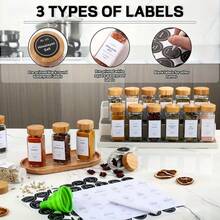 24pcs/12pcs/6pcs Square Glass Jar Set, Suitable For Barbecue Spices, Salt & Pepper Shakers, Seasoning Dispensers, Includes Wooden Lids, Labels And Brushes, Kitchen Organizer (Accessory Style Random) - Multicolor - View 10
