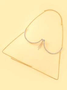 STONEFANS 1件金色新款十字架和心形水钻装饰身体链，性感夜店装 - 金色 - 查看 4