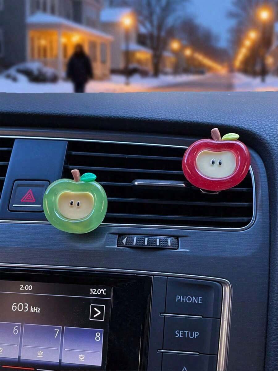 Cartoon Fruit Car Air Freshener Clip, Creative Apple Shaped Car Air Vent Fragrance Clip, Car Accessories Decoration-DFGF - Red - 查看 1