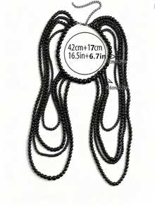 1pc European & American Fashion Sexy Elegant Multi-Layer Faux Pearl Tassel Shoulder Chain Necklace, Dress Accessory Body Chain Chest Chain - STLH031 - View 3