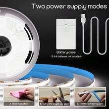 1 Stück 5V COB LED Lichtstreifen mit Batteriebox - flexibel & kürzbar, warmweiß/weiß, batteriebetrieben (Batterien nicht enthalten) für Schlafzimmer, Küche, Wohnzimmer, Fantasy-Themen Dekoration, LED Beleuchtung für Schlafzimmer, Küchenbeleuchtung, moderne Beleuchtung, Schaltersteuerung - COB-LED-Streifen - Übersicht 8