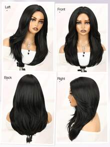 [Elegant Hairstyle] Brown Ombre Layered Straight Wig, Wear And Go, High-Quality Glueless Wig, Heat-Resistant Fiber, Suitable For Women's Daily Wear