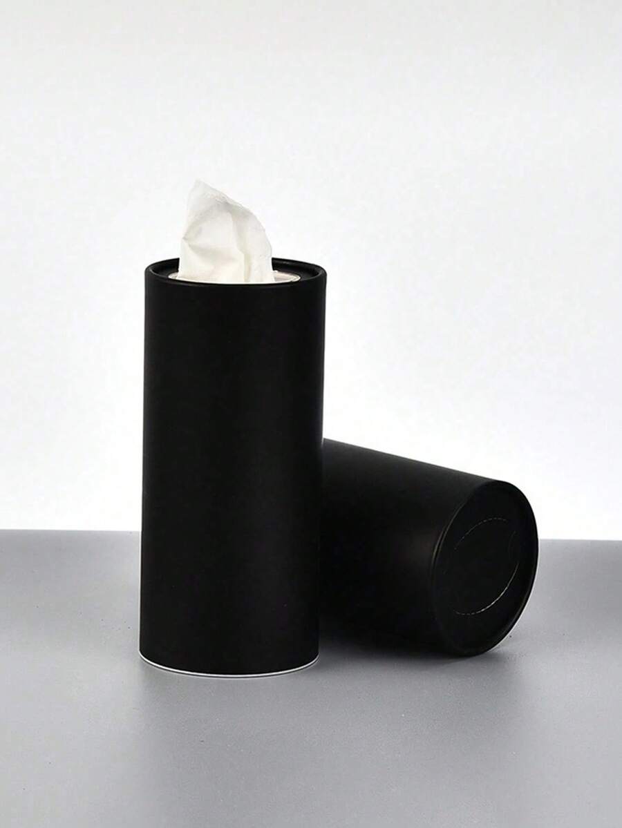 1/2/5 Stücke 16cm lange einfarbige zylindrische Taschentuchbox, kreative Papierhandtuchhalter für Zuhause, geeignet für Badezimmer, Küche, Wohnzimmer - Schwarz - Übersicht 1