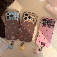 Ốp lưng điện thoại GUCADI bằng da kiểu cổ điển với mặt dây chuyền hình ngôi sao, tương thích với iPhone 16/17/Pro Max, độ phủ toàn diện 15 inch, chống sốc 13 inch, phong cách retro độc đáo, tối giản hình học, phối màu, sang trọng cá tính, phong cách . - Màu xanh lam - Xem 2