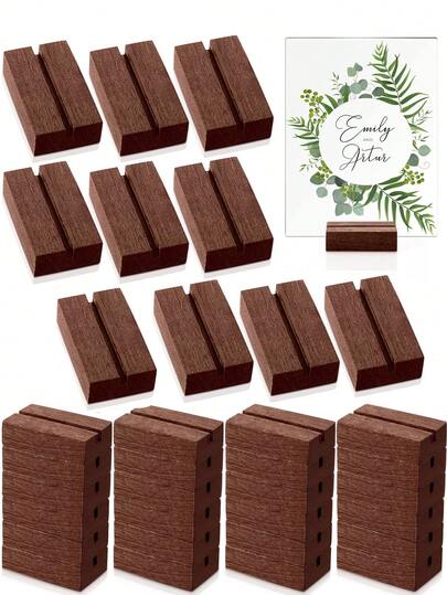 8PCS/4PCS Wooden Table Number Stands, Wooden Place Card Holders,Wooden Sign Holders,Picture Holders, And Acrylic Sign Holders For Ceremonies, Birthday Parties, Wedding, Party, And Event Decorations, Walnut Color, And Home Decorations